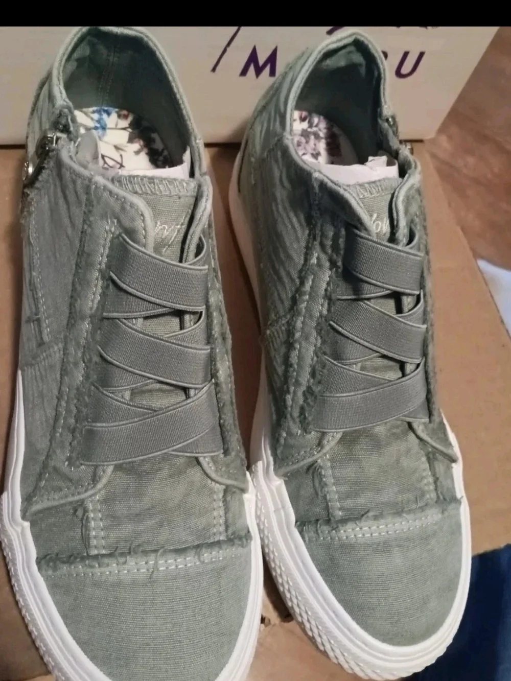 Blowfish Olive Green High-Top Canvas Sneakers with White Sole